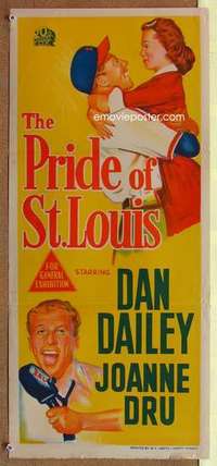 w785 PRIDE OF ST LOUIS Australian daybill movie poster '52 baseball, Dailey