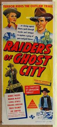 w795 RAIDERS OF GHOST CITY Australian daybill movie poster '44 serial!