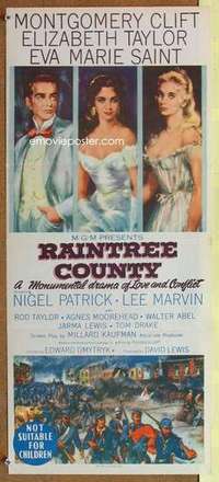 w798 RAINTREE COUNTY Australian daybill movie poster '57 Clift, Liz Taylor