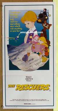 w805 RESCUERS Australian daybill movie poster R80s Walt Disney mice cartoon!