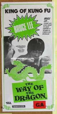 w806 RETURN OF THE DRAGON Aust daybill R80s kung fu action, Bruce Lee classic, Way of the Dragon!