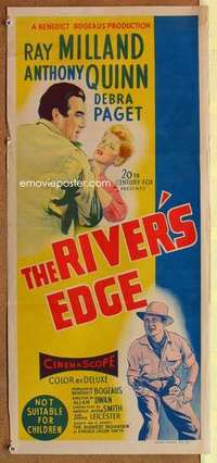 w814 RIVER'S EDGE Australian daybill movie poster '57 Ray Milland, Quinn