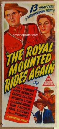 w827 ROYAL MOUNTED RIDES AGAIN Australian daybill movie poster '45 serial!