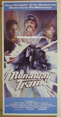 w829 RUNAWAY TRAIN Australian daybill movie poster '85 Jon Voight, Roberts