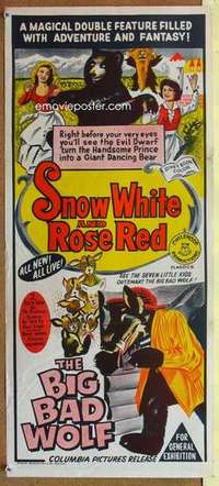 w858 SNOW WHITE & ROSE RED Australian daybill movie poster '55 German!