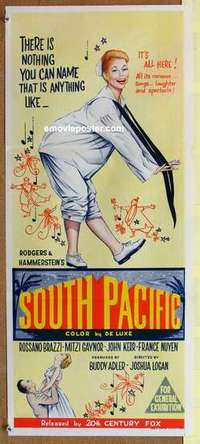 w867 SOUTH PACIFIC Australian daybill movie poster '59 Brazzi, Mitzi Gaynor