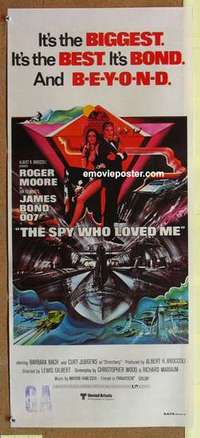 w872 SPY WHO LOVED ME #2 Australian daybill movie poster '77 Moore as Bond!