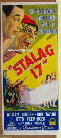 w876 STALAG 17 Australian daybill movie poster '53 William Holden, Wilder