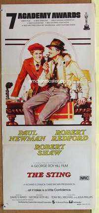 w889 STING Australian daybill movie poster '74 Paul Newman, Robert Redford