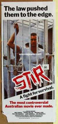 w890 STIR Australian daybill movie poster '80 Bryan Brown in prison!
