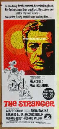 w896 STRANGER Australian daybill movie poster '68 Visconti, Mastroianni