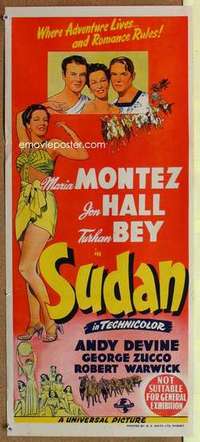 w898 SUDAN Australian daybill movie poster '45 Maria Montez, Jon Hall, Bey