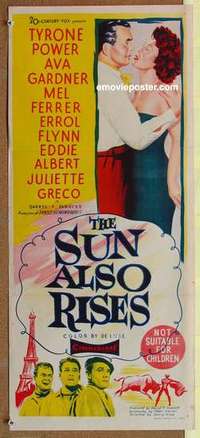 w900 SUN ALSO RISES Australian daybill movie poster '57 Errol Flynn, Tyrone Power