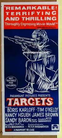 w913 TARGETS Australian daybill movie poster '68 Boris Karloff, Bogdanovich