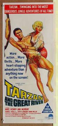 w915 TARZAN & THE GREAT RIVER Australian daybill movie poster '67 Mike Henry