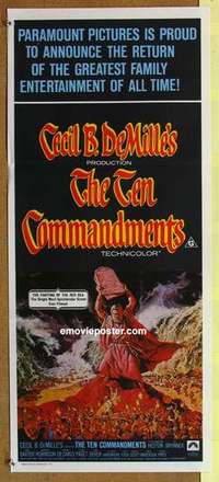 w922 TEN COMMANDMENTS Australian daybill movie poster R72 Heston, DeMille