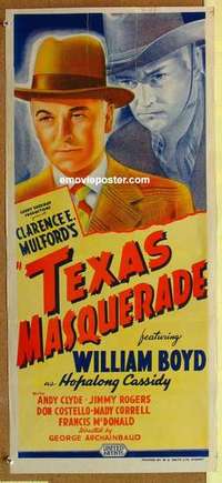 w928 TEXAS MASQUERADE Australian daybill movie poster '44 Hopalong Cassidy