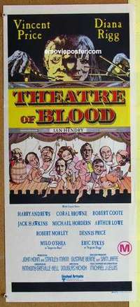 w931 THEATRE OF BLOOD Australian daybill movie poster '73 Vincent Price