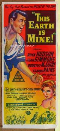 w935 THIS EARTH IS MINE Australian daybill movie poster '59 Hudson, Simmons