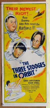 w937 THREE STOOGES IN ORBIT Australian daybill movie poster '62 astro-nuts!