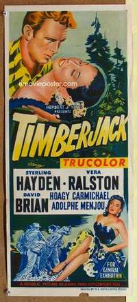 w946 TIMBERJACK Australian daybill movie poster '55 Sterling Hayden, Ralston