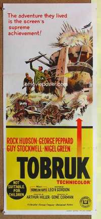 w949 TOBRUK Australian daybill movie poster '67 Rock Hudson, George Peppard