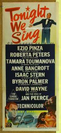 w953 TONIGHT WE SING Australian daybill movie poster '53 Ezio Pinza, Peters