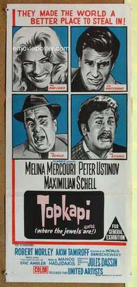 w956 TOPKAPI Australian daybill movie poster '64 Melina Mercouri, Ustinov, Schell