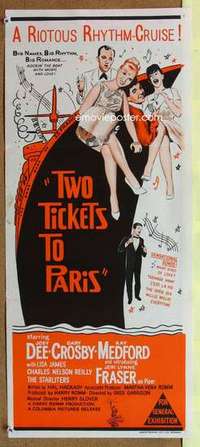w969 TWO TICKETS TO PARIS Australian daybill movie poster '62 rock 'n' roll!