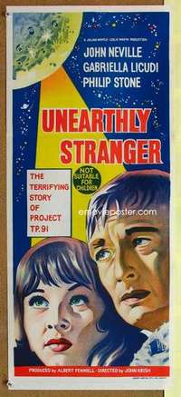 w971 UNEARTHLY STRANGER Australian daybill movie poster '64 sci-fi horror!