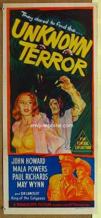 w973 UNKNOWN TERROR Australian daybill movie poster '57 the secrets of HELL!