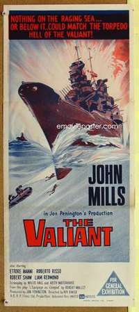 w979 VALIANT Australian daybill movie poster '62 John Mills, Robert Shaw