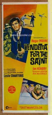 w982 VENDETTA FOR THE SAINT Australian daybill movie poster '69 Roger Moore