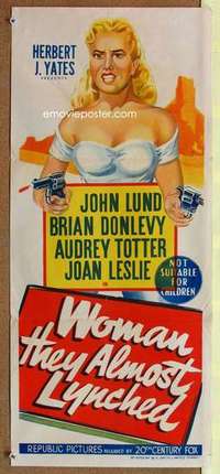 y013 WOMAN THEY ALMOST LYNCHED Australian daybill movie poster '53 Totter