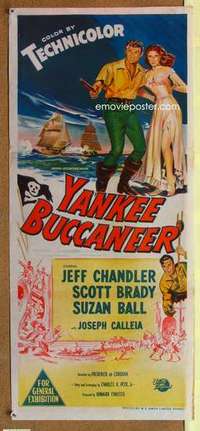 y017 YANKEE BUCCANEER Australian daybill movie poster '52 Jeff Chandler