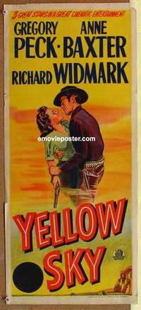 y018 YELLOW SKY Australian daybill movie poster '48 Gregory Peck, Baxter