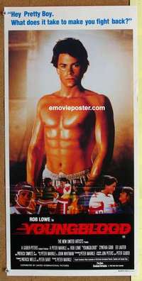 y022 YOUNGBLOOD Australian daybill movie poster '86 shirtless Rob Lowe!