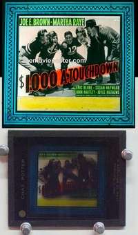 w104 $1000 A TOUCHDOWN magic lantern movie glass slide '39 Brown, football!
