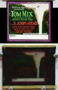 w107 3 JUMPS AHEAD magic lantern movie glass slide '23 Tom Mix, John Ford