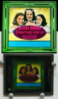 w114 3 SMART GIRLS GROW UP magic lantern movie glass slide '39 Deanna Durbin