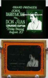 w017 DON JUAN magic lantern movie glass slide '26 John Barrymore, premier!