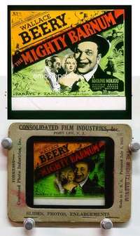 w043 MIGHTY BARNUM magic lantern movie glass slide '34 Wallace Beery, circus!
