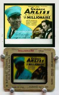 w044 MILLIONAIRE magic lantern movie glass slide '31 rich George Arliss!