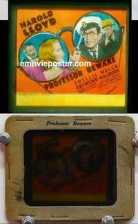 w055 PROFESSOR BEWARE magic lantern movie glass slide '38 Harold Lloyd