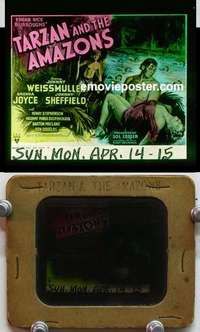 w073 TARZAN & THE AMAZONS magic lantern movie glass slide '45 Weissmuller