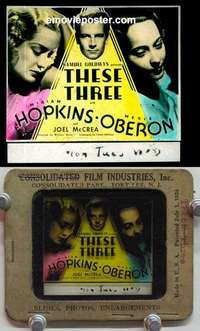 w084 THESE THREE magic lantern movie glass slide '36 Merle Oberon, Hopkins
