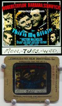 w093 THIS IS MY AFFAIR magic lantern movie glass slide '37 Barbara Stanwyck