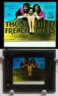 w100 THOSE THREE FRENCH GIRLS magic lantern movie glass slide '30 D'Orsay
