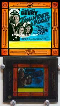 w117 THUNDER AFLOAT magic lantern movie glass slide '39 Wallace Beery, Morris