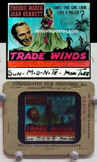 w143 TRADE WINDS magic lantern movie glass slide '38 March, Joan Bennett